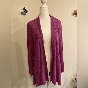 Eileen Fisher Purple Open-Front Cardigan Sweater size Large